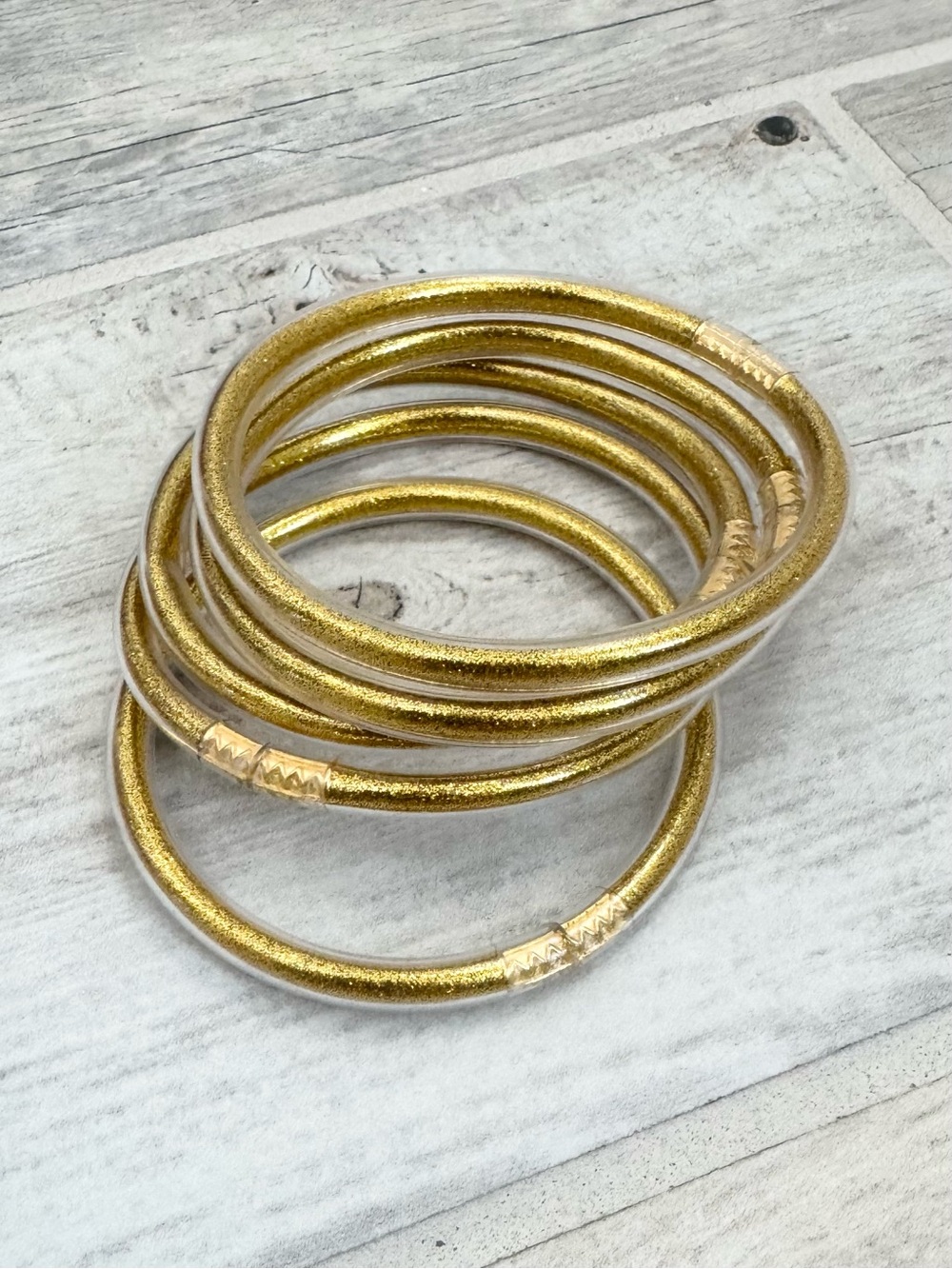 Glitter Gold Jelly Bangle Bracelets